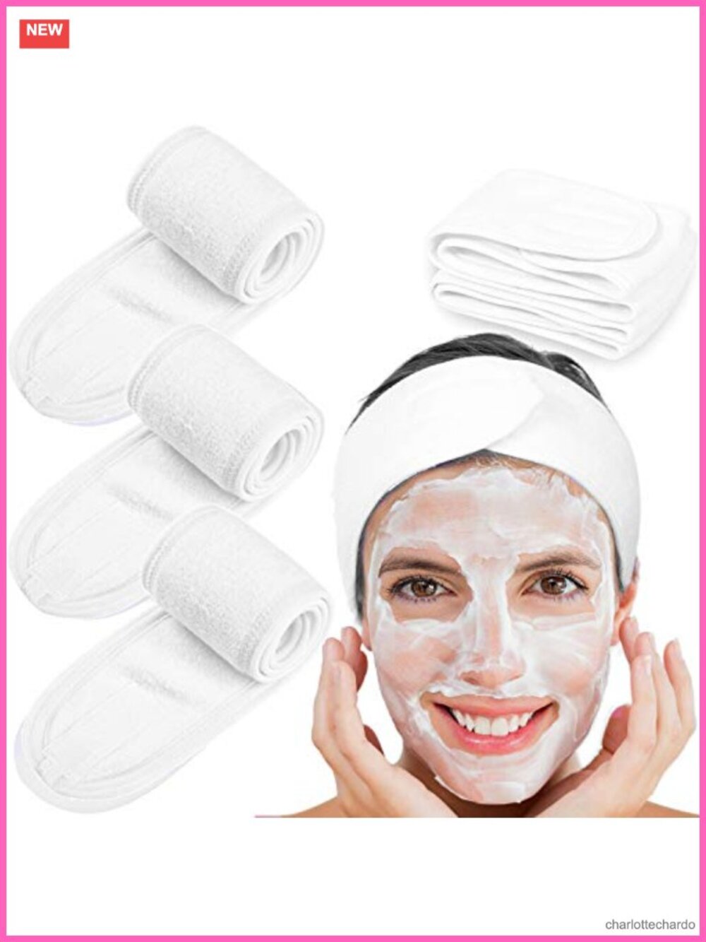 Spa Headband 4 Pc Terry Cloth Makeup Facial Hair Wrap